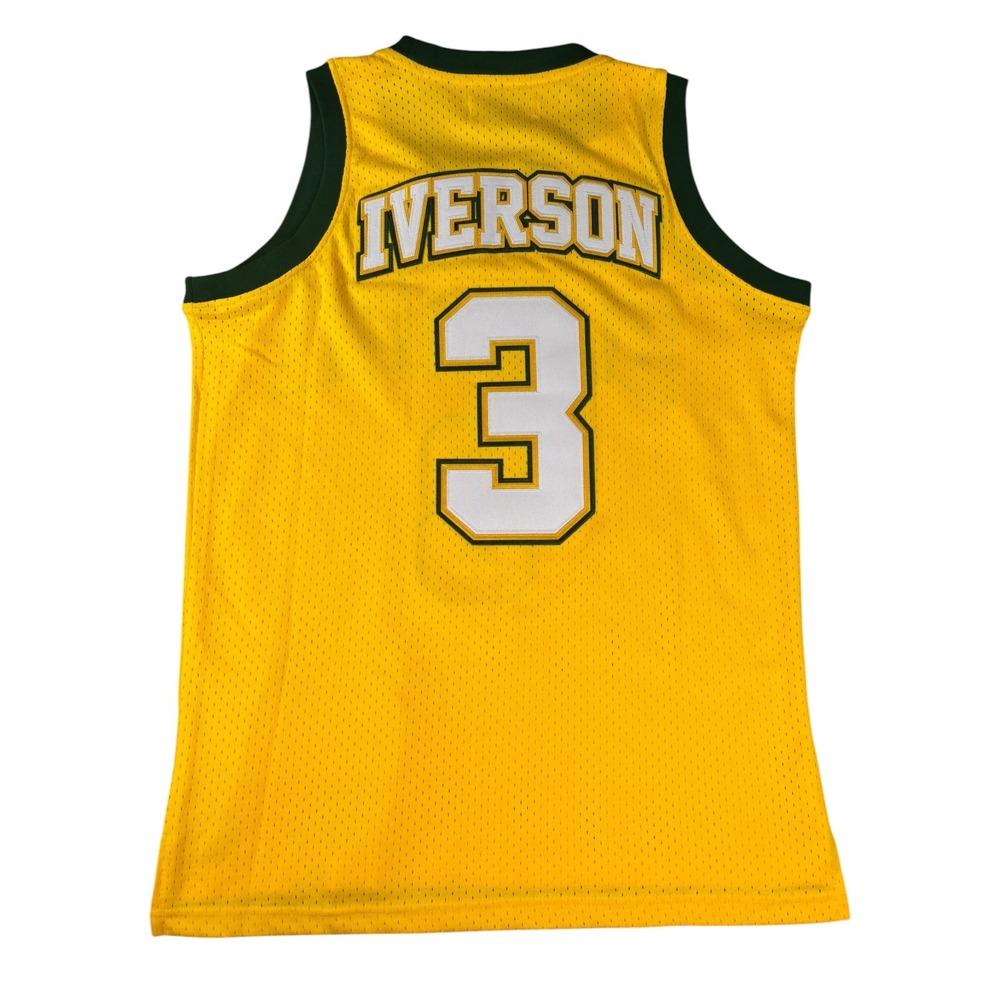 Authentic Classics Allen Iverson Bethel High School Jersey Yellow Green XS New - Picture 2 of 4